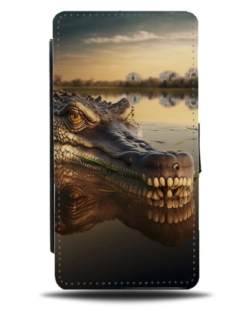 Crocodile Flip Wallet Case Alligator Photo Picture Head Face Teeth Jaw Jaws CY72