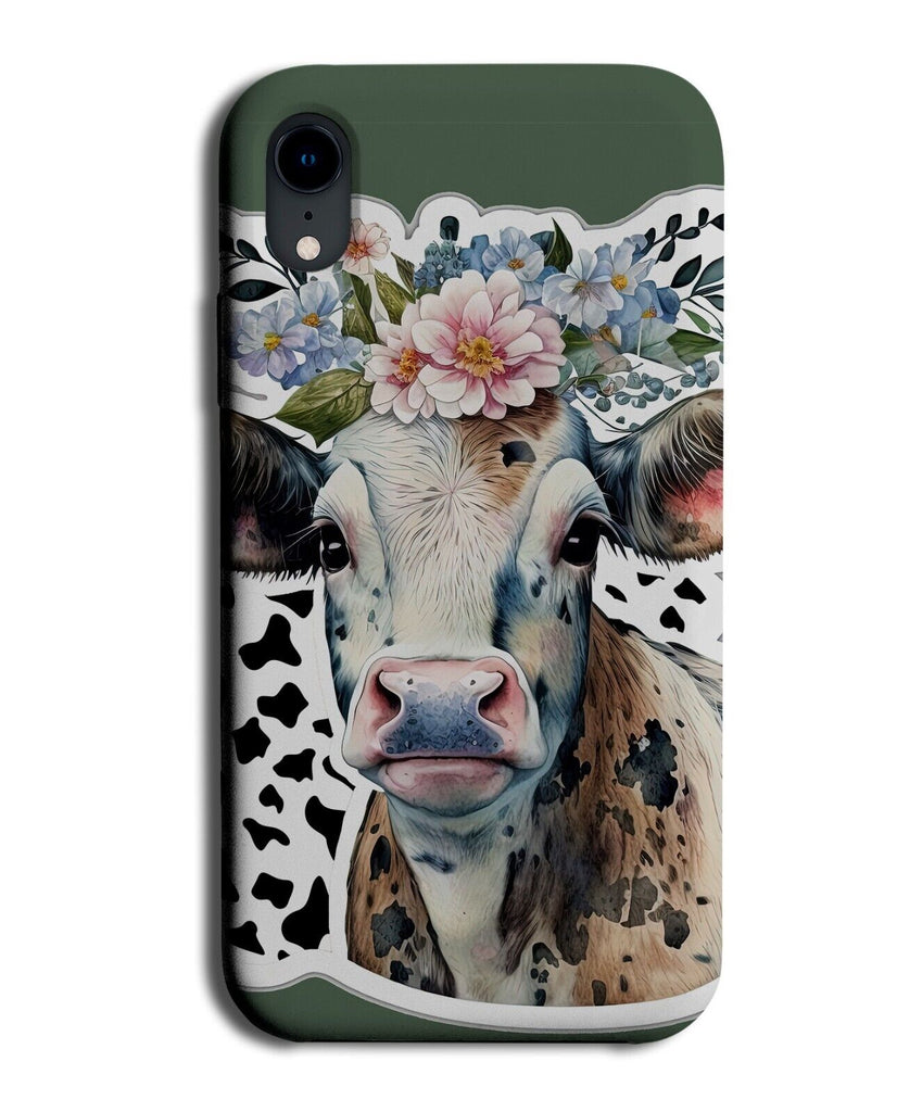 Retro Cows Floral Phone Case Cover Flower Crown Cow Print Spots Dots Nose AH17