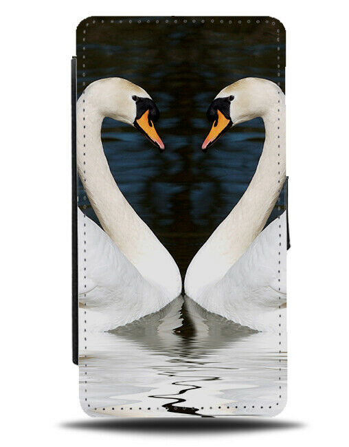 Swan Couple Picture Flip Wallet Case Photo Photograph Swans Geese Goose L035