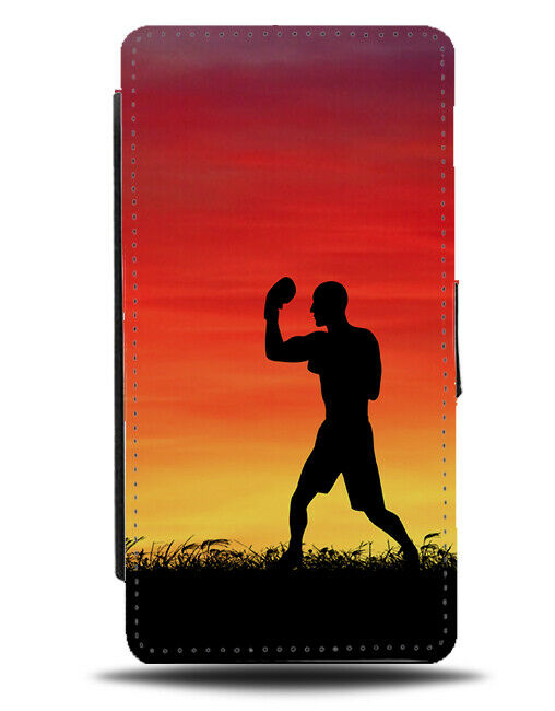 Boxing Flip Cover Wallet Phone Case Boxer Gloves Fighter Sunrise Sunset Sun i754