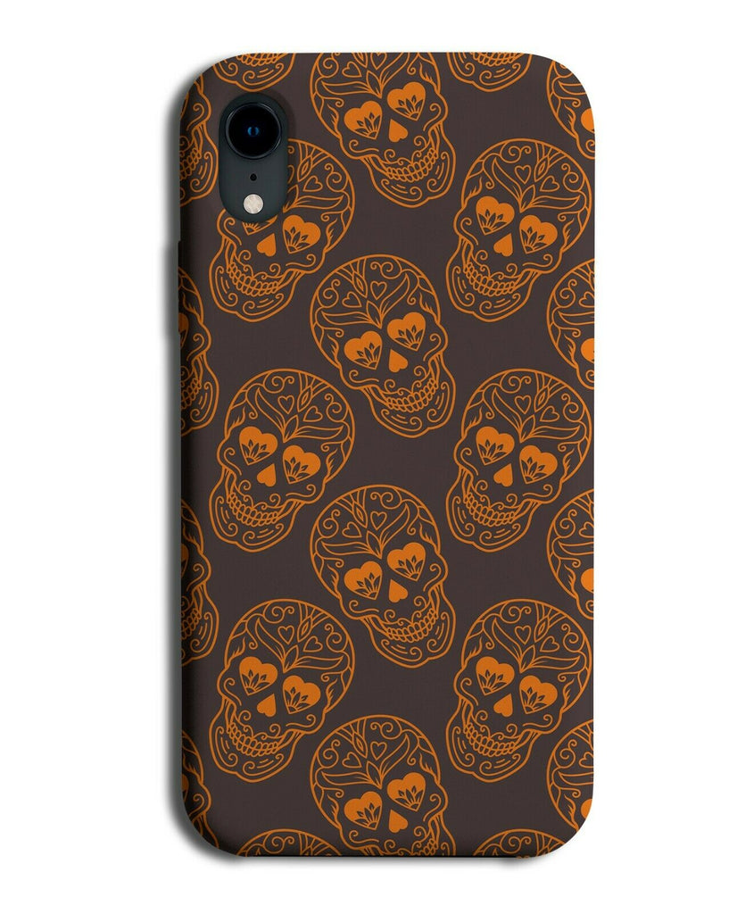 Orange and Brown Sugar Skulls Phone Case Cover Shapes Skull Faces Stencil H694