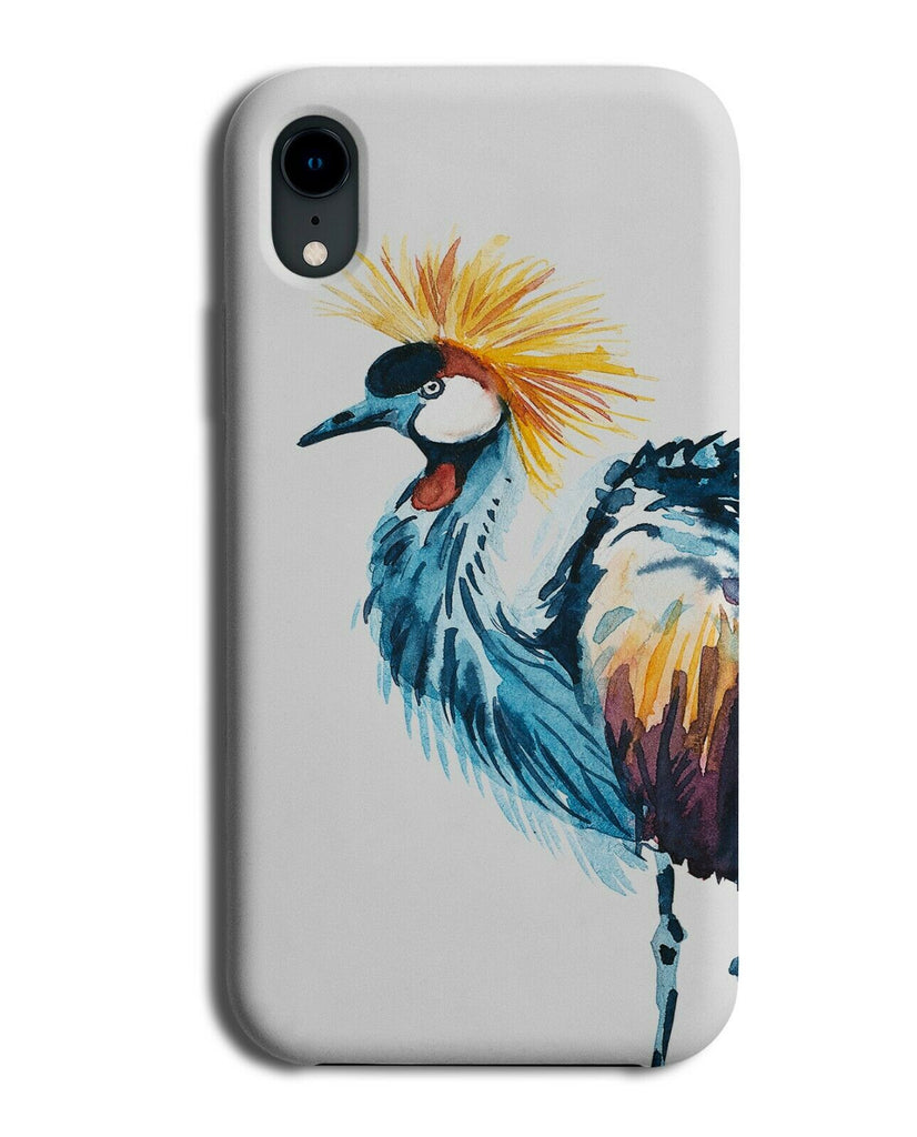 Grey Crowned Crane Phone Case Cover Picture Painted Art Cranes Bird Birds H270