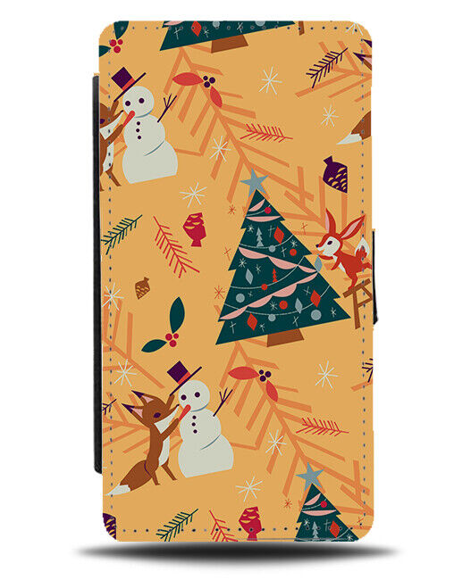 Festive Forrest Flip Wallet Case Woodland Animals Christmas Fox Foxes Kids N937