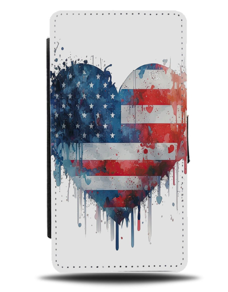 Watercolour USA Flag Flip Wallet Case Flags Colours America American US AY23