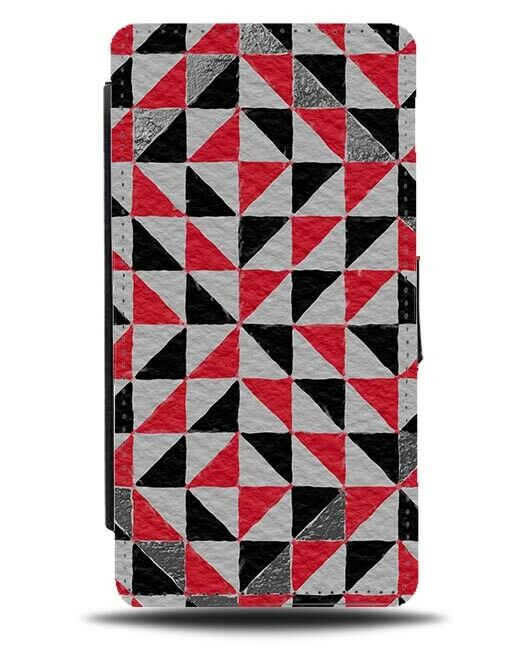Grey Red and Black Shapes Flip Wallet Case Pattern Patterned Colours F179