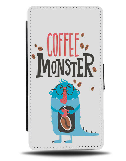 Funny Coffee Monster Flip Wallet Phone Case Kids Cartoon Present Drinker E307