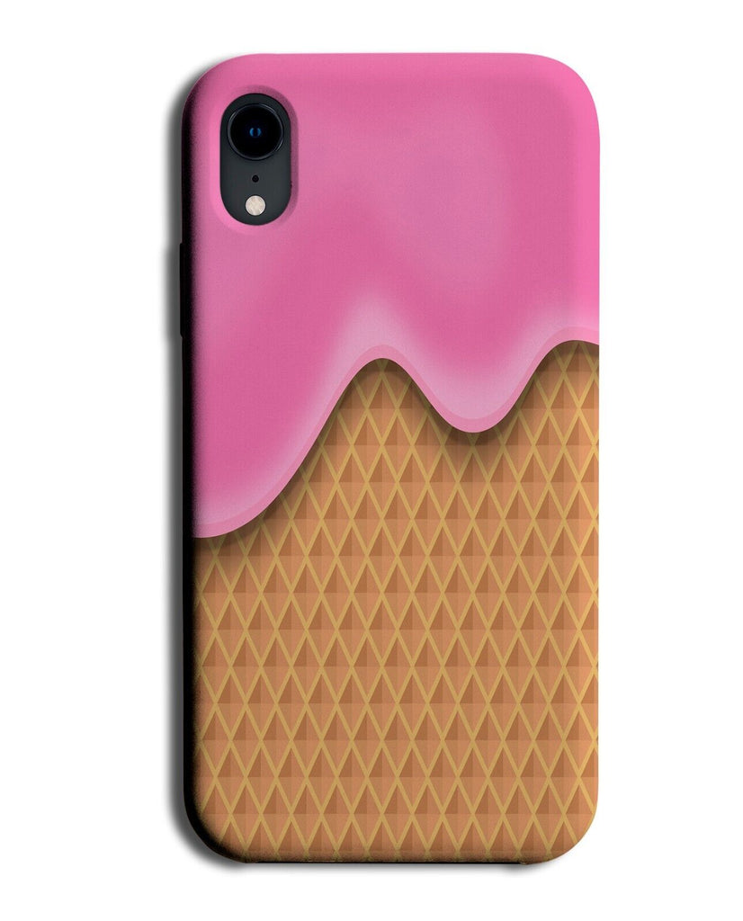 Ice Cream Waffle Phone Case Cover Melting Look Style Print Strawberry Cone P093