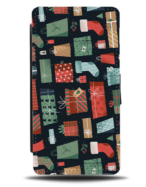 Christmas Presents Pattern Flip Wallet Case Design Present Print Novelty N773
