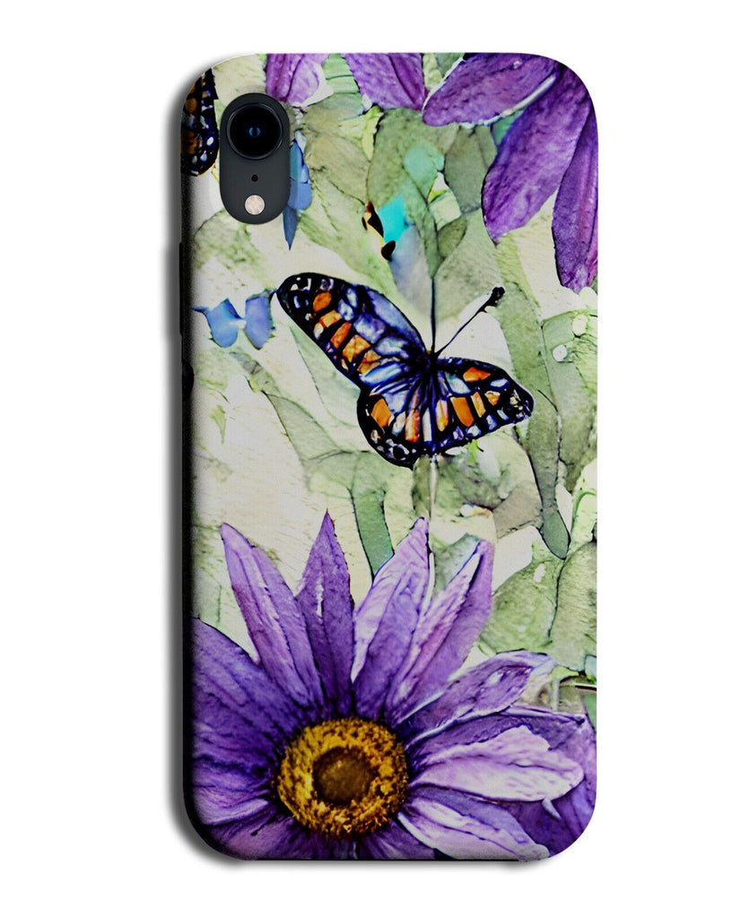 Shabby Chic Butterfly Painting Print Phone Case Cover Purple Flowers Summer BA40