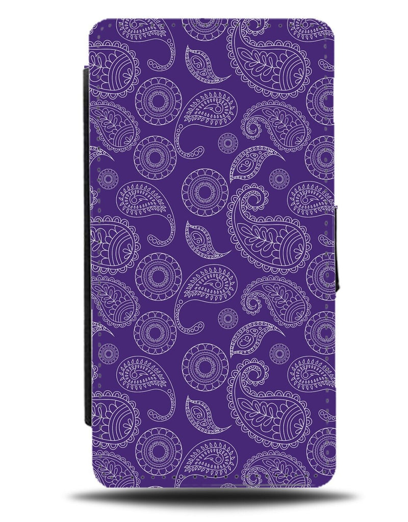 Purple Paisley Flip Wallet Case Shapes Style Bandana Design Pattern Tears CK65