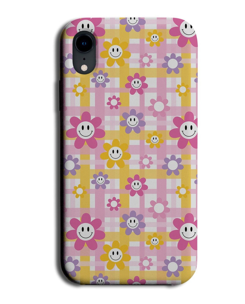 Pink Gingham Smiley Face Flowers Phone Case Cover Flower Smile Faces Spring BB49