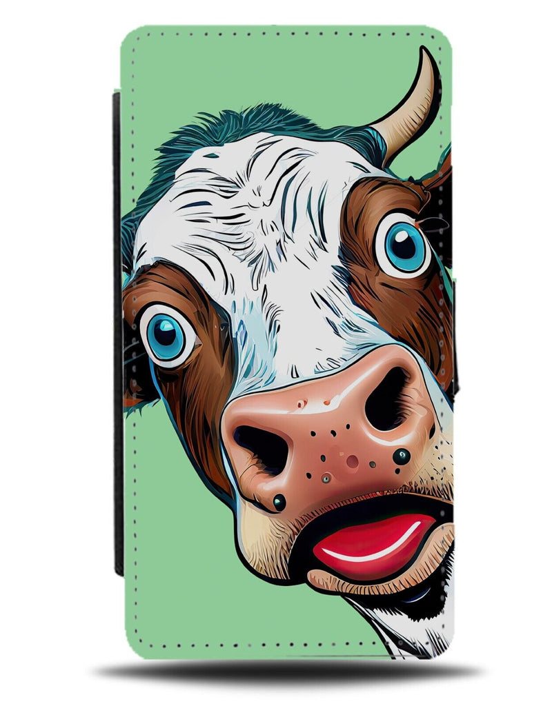 Funny Shocked Cow Flip Wallet Case Shock Scared Cows Face Humorous Animal AP75