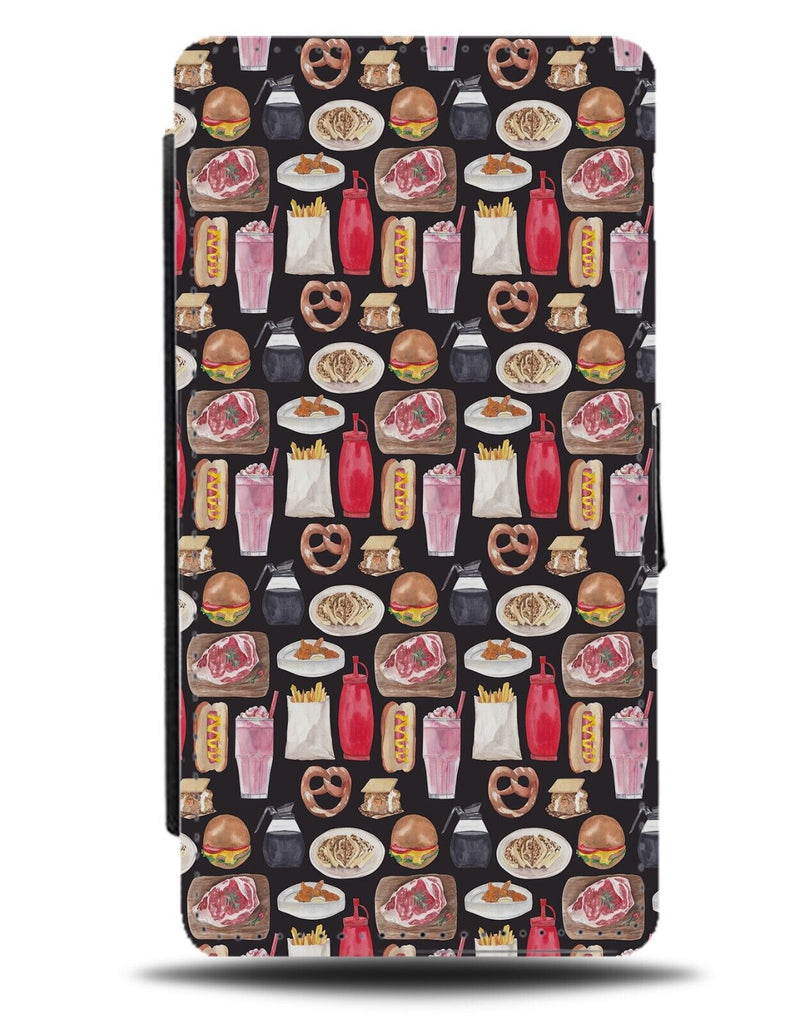 American Diner Fast Food Pattern Flip Wallet Case Dinner USA America Foods CI76