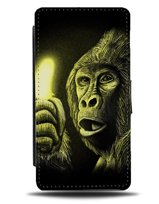 Neon Gorilla Flip Wallet Case Bananas Funny Gorillas Bright Yellow Ape N391