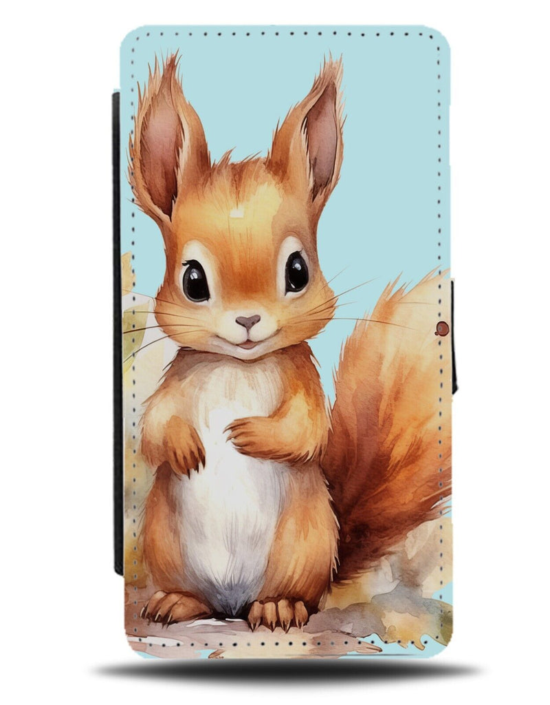 Watercolour Baby Squirrel Flip Wallet Case Squirrels Red Orange Autumn Fall CU26