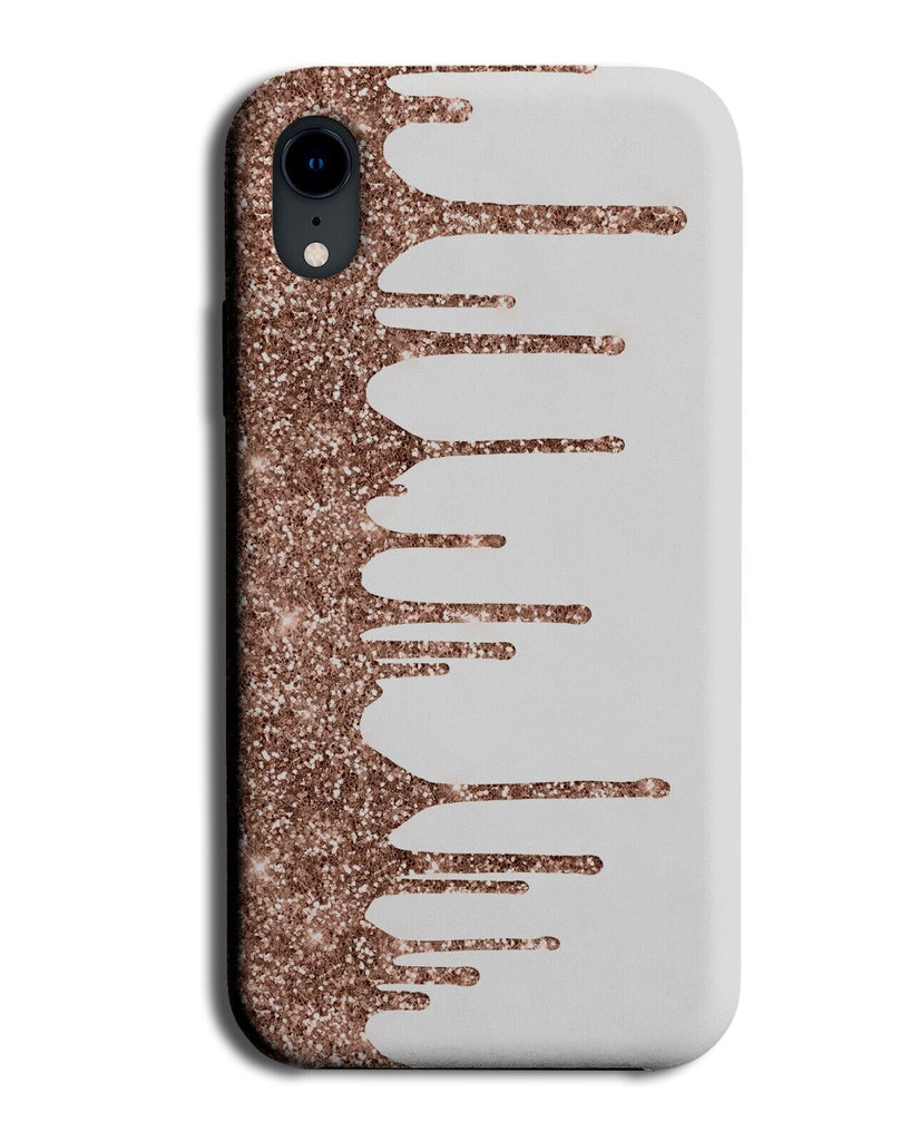 Rose Gold Printed Glitter Phone Case Cover Paint Drips Dripping White Girls CC66
