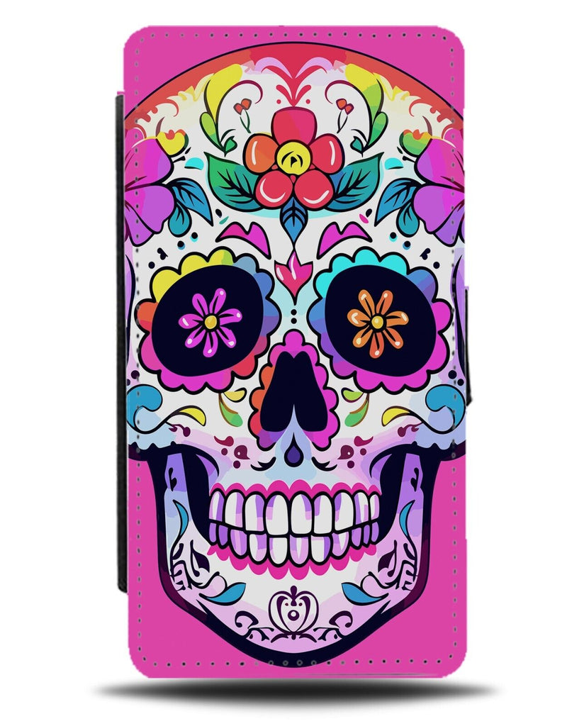 Purple Girls Mexican Sugar Skull Flip Wallet Case Sugarskull Head Face Girl CC97