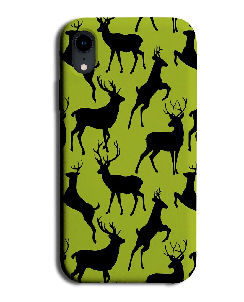 Deer Pattern Phone Case Cover Deers Silhouette Shapes Shape Lime Green BK28