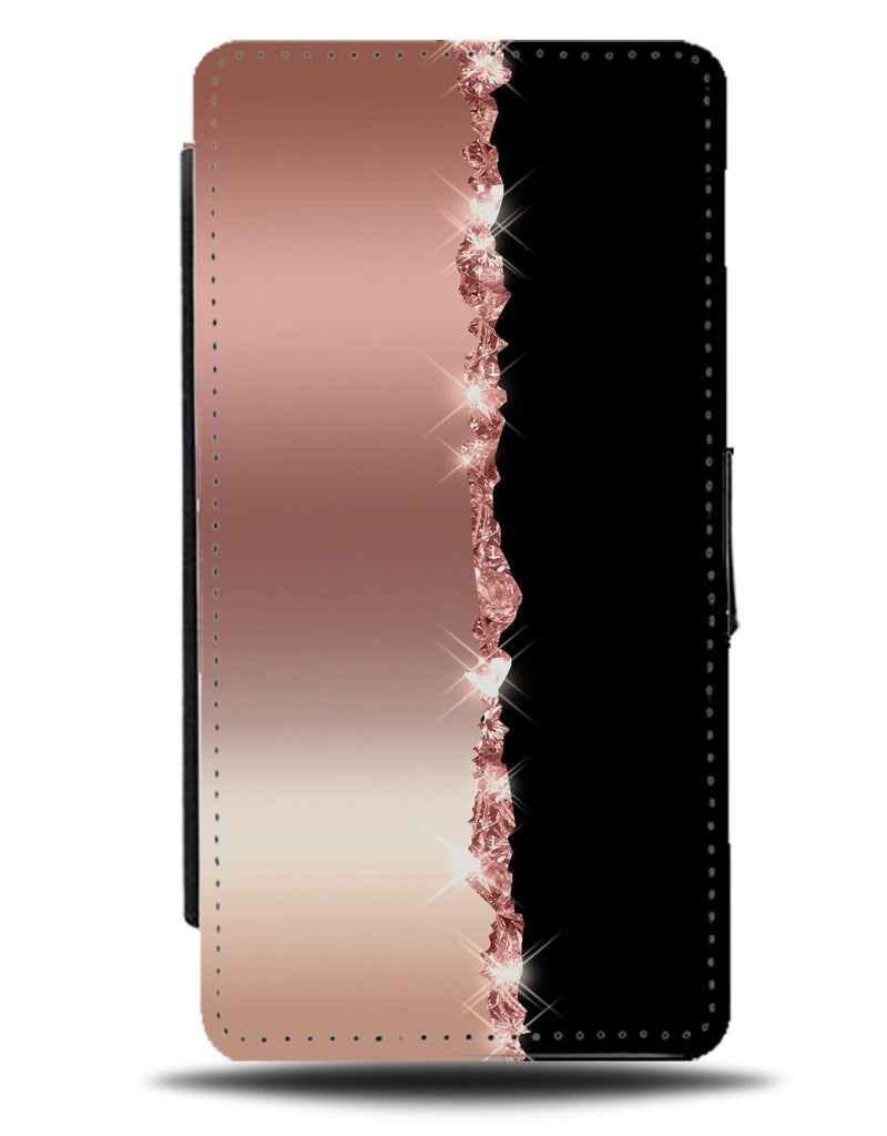 Rose Gold Tear Paper Style Design Flip Wallet Case Stylish Girls Woman CM41
