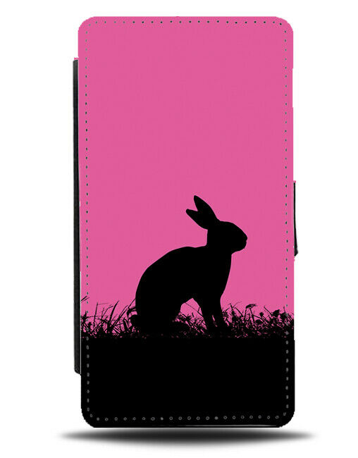 Rabbit Shape Flip Cover Wallet Phone Case Rabbits Hot Pink Bunny Bunnies I036