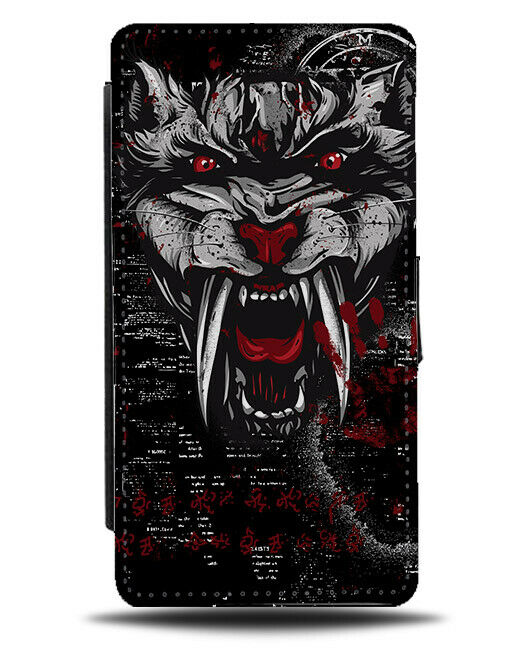 Blooded Werewolf Flip Wallet Phone Case Black Gothic Grunge Wolf Wolves E536