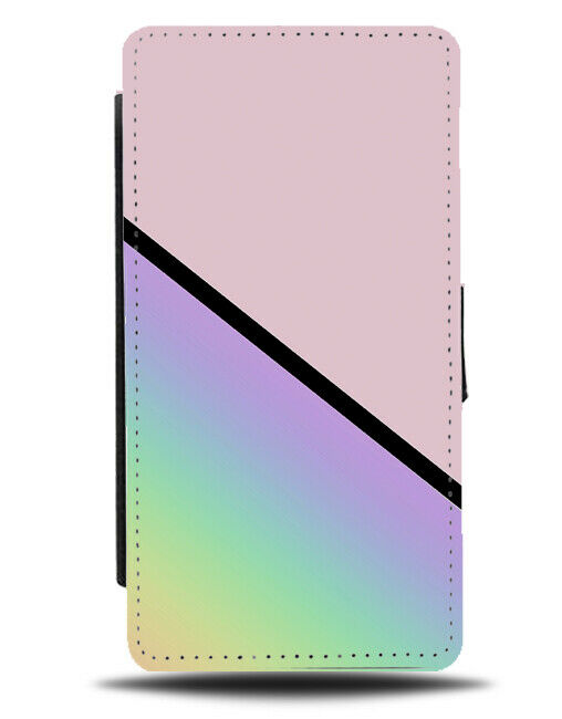 Baby Pink And Rainbow Colourful Flip Cover Wallet Phone Case Half Pattern i343