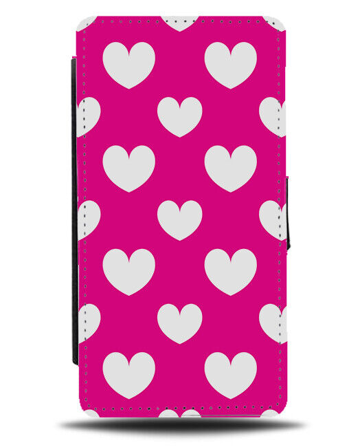 Hot Pink Love Hearts Flip Wallet Case Heart Dark Grunge Girls Shapes White AA90