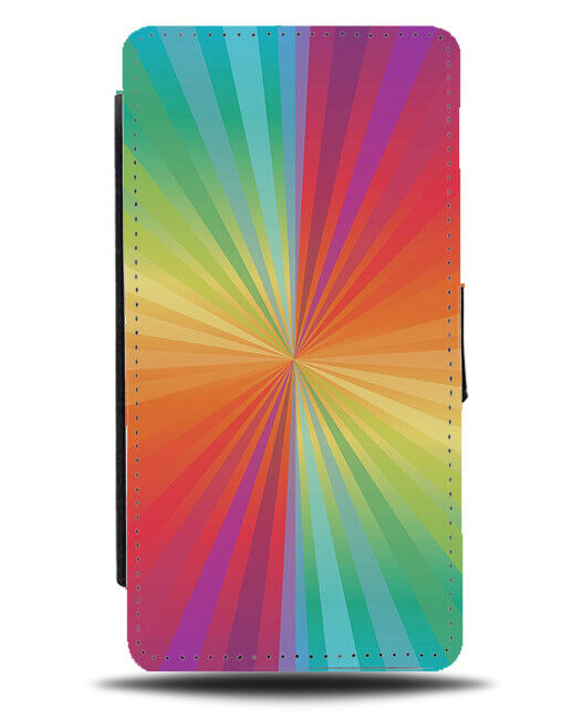 Multicoloured Rainbow Spirals Flip Wallet Case Colourful Spiral Funky E672
