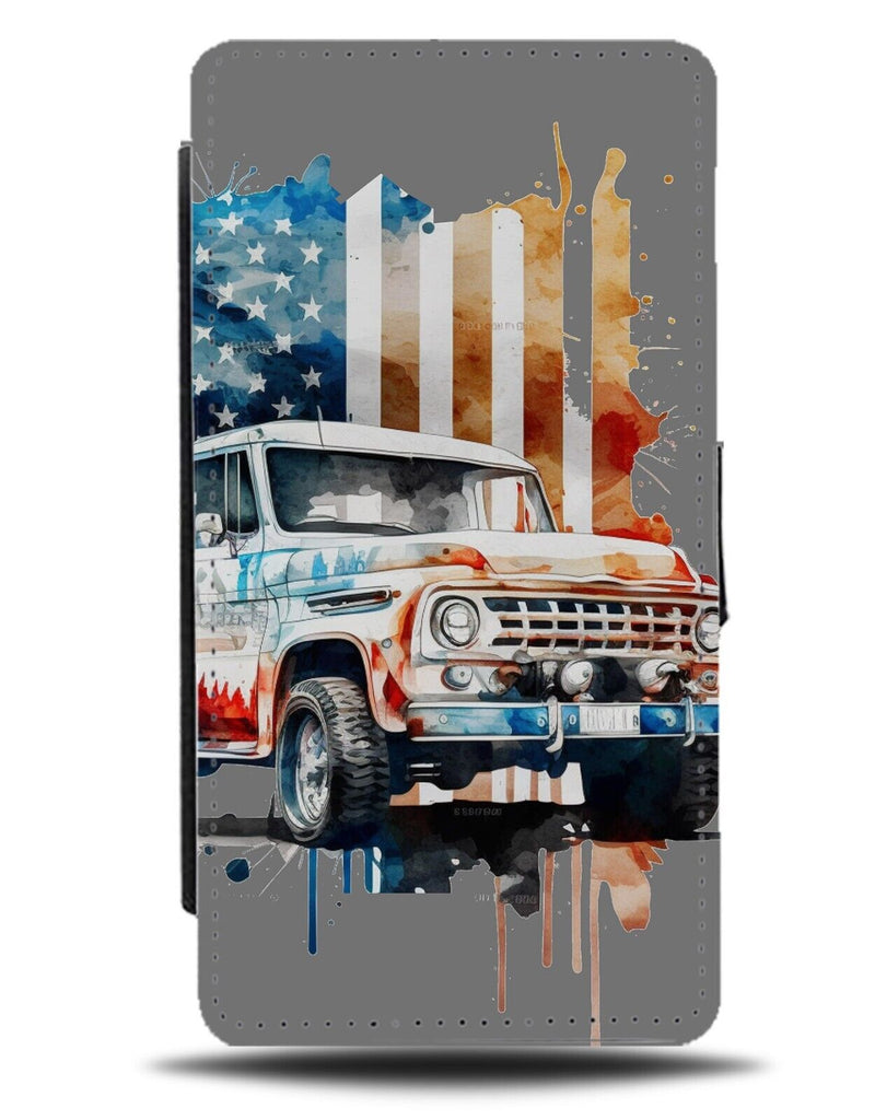 American Pick Up Truck Flip Wallet Case Trucker USA Flag Redneck Red Neck BC04