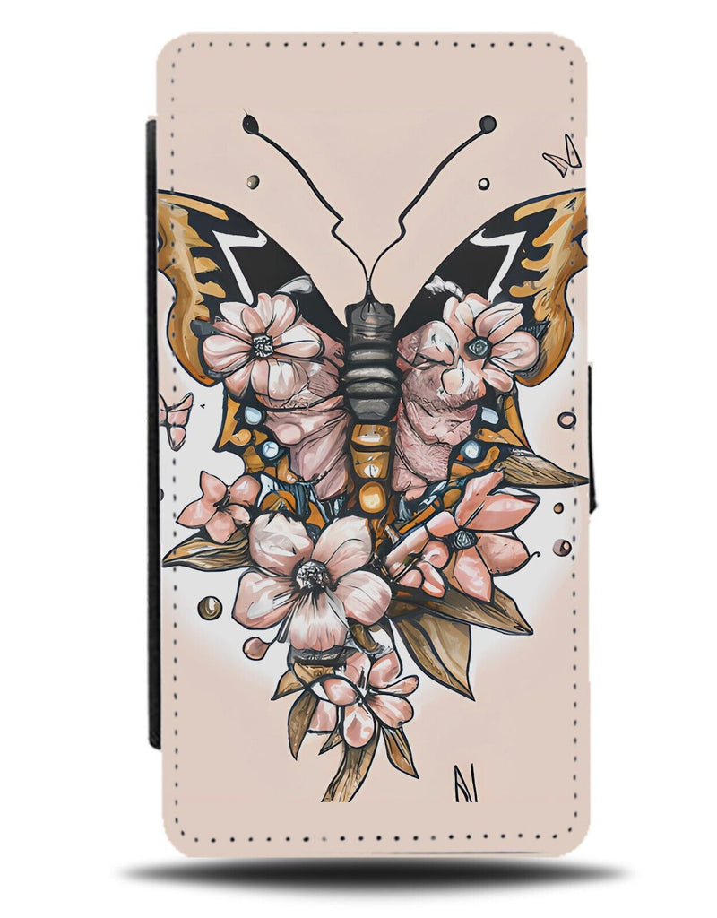 Floral Butterfly Flip Wallet Case Wings Flowers Moth Moths Flowers Spring AF15