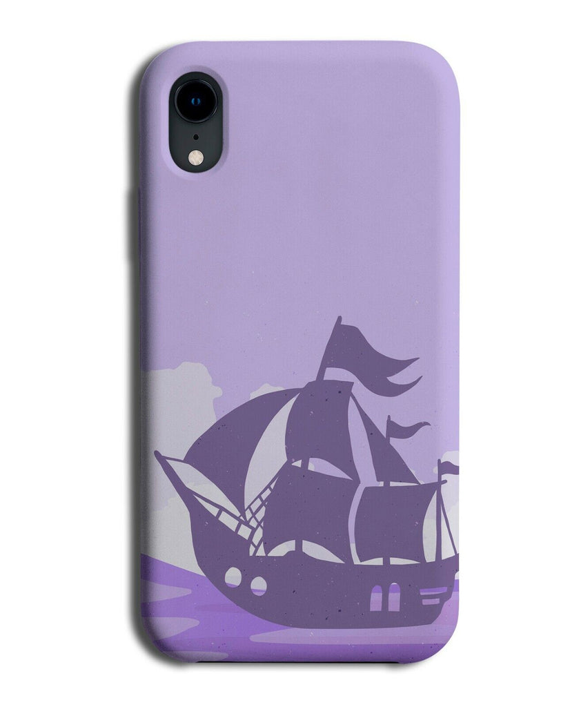 Purple Pirate Ship Silhouette The Ocean Phone Case Cover Sea Shape Pirates K052