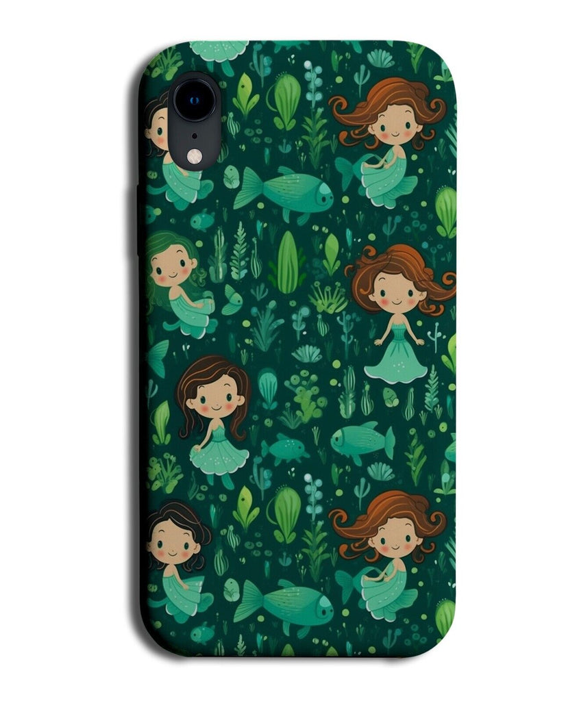 Childrens Little Green Mermaids Phone Case Cover Mermaid Kids Cartoon Fish CN10