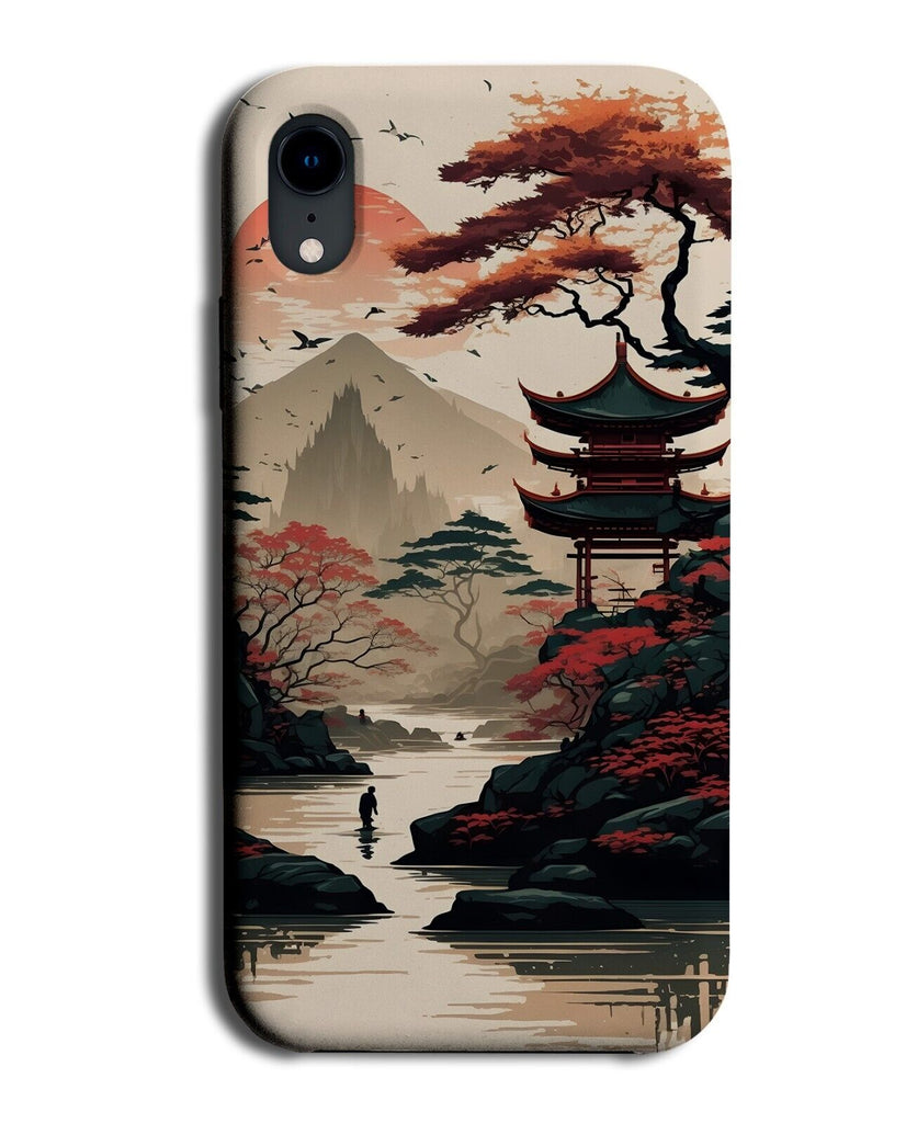 Traditional Japanese Garden Scene Phone Case Cover Landscape Nature Temple BG81