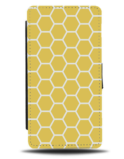 Yellow Beehive Honeycomb Pattern Flip Wallet Case Design Shapes Bees G470