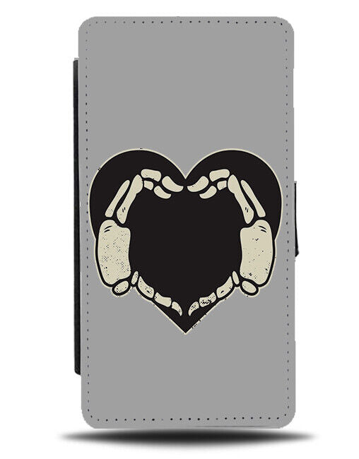 Skeleton Loveheart Hand Gesture Flip Wallet Case Hands Skeletons K958