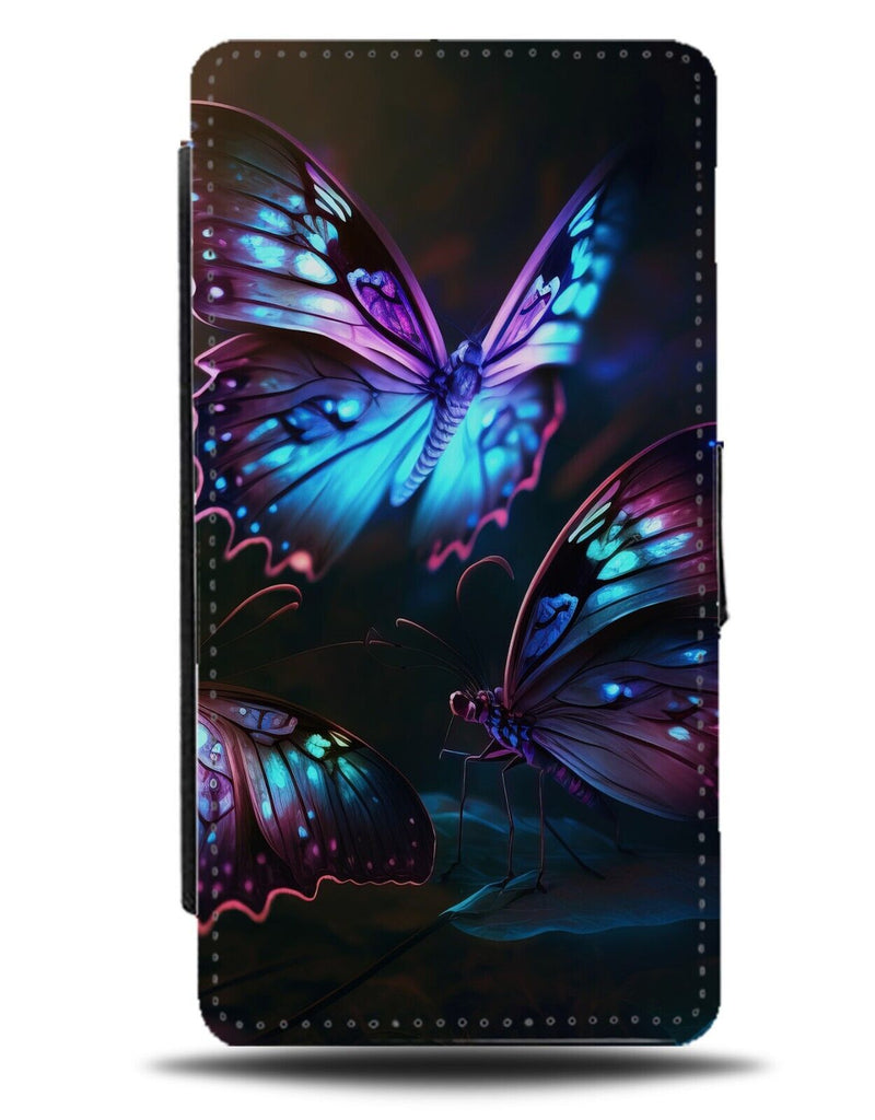 Gothic Butterfly Flip Wallet Case Butterflies Goth Grunge Dark Black Wings BC28