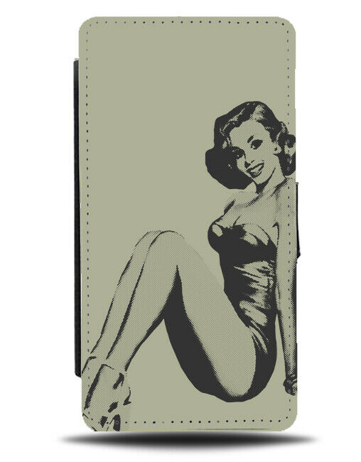 Retro Old 50s Pin Up Girl Flip Wallet Case Pinup Model Woman Sketch Vintage L044