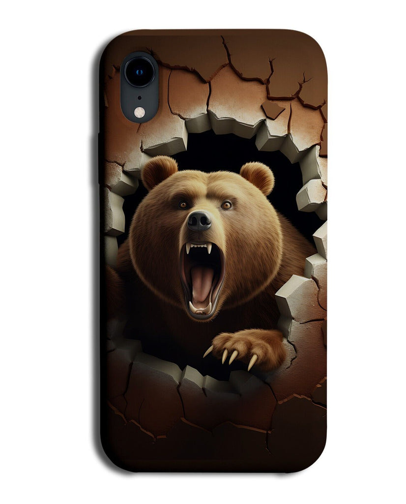 Angry Brown Bear Cartoon Phone Case Cover Funny Novelty 3D Effect Print CV62