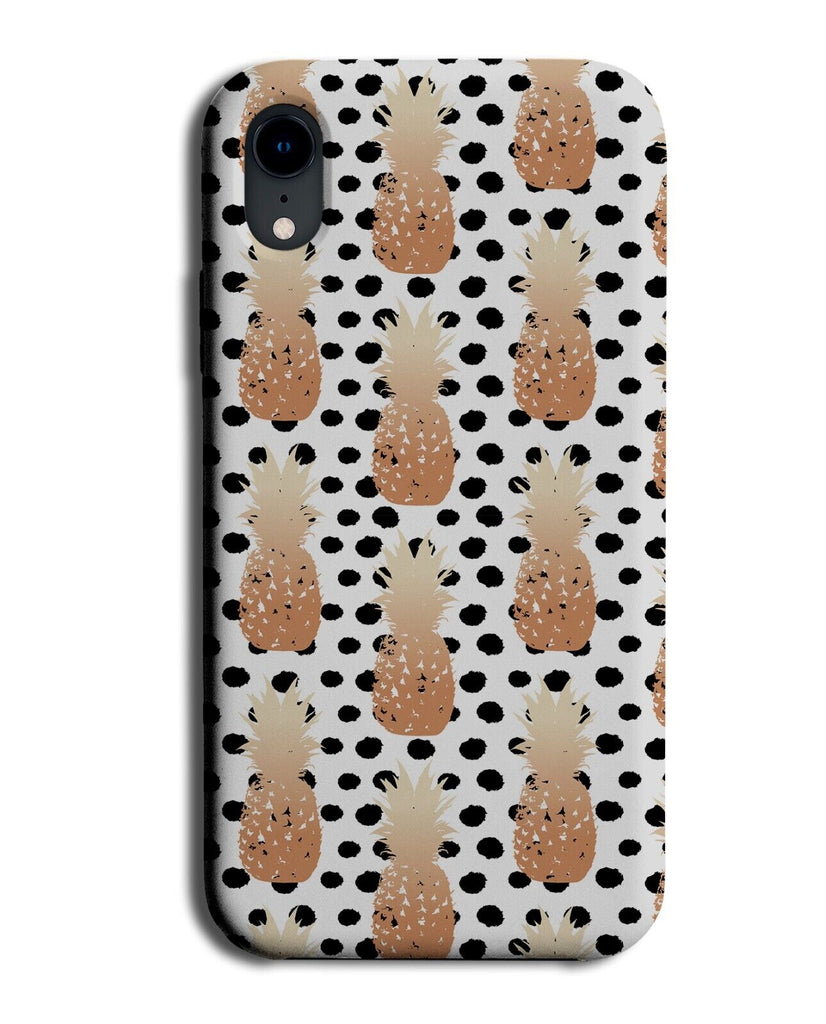 Black and White Phone Case Cover With Golden Pineapples Shapes Shape Retro CE77