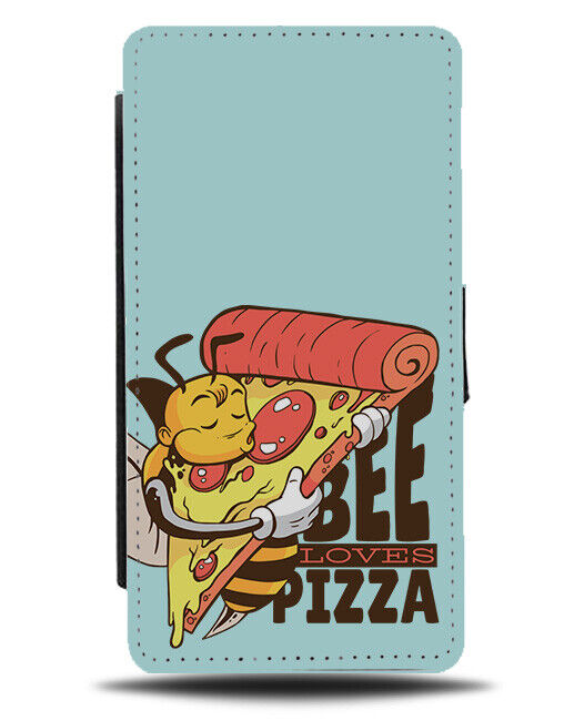 Bee Pizza Cartoon Flip Wallet Case Funny Bumblebee Bees Wasp Wasps Kiss K063