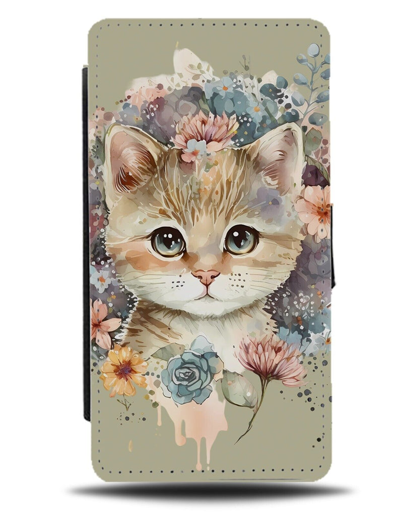 Cute Kitten In Flowers Flip Wallet Case Flower Crown Kittens Cat Cats Eyes Ap16