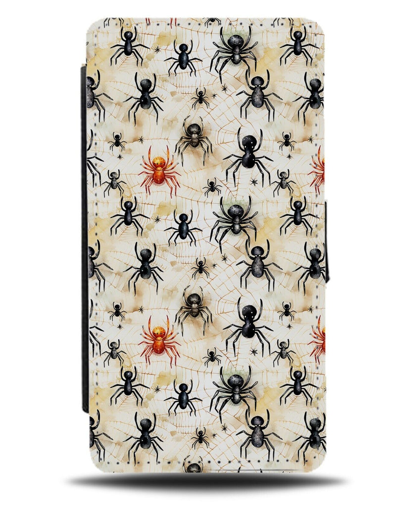 Halloween Spiders Flip Wallet Case Spider Shape Wallpaper Vintage Scary DE15