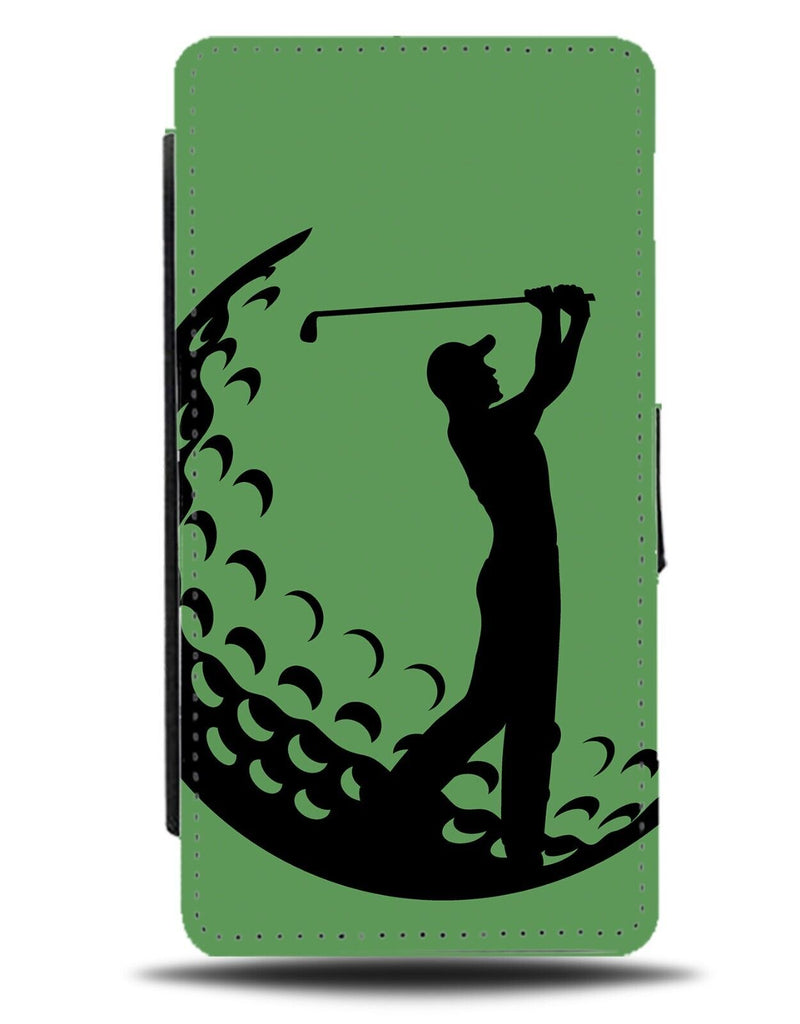 Green Golf Swing Flip Wallet Case Golfs Golfer Golfers Silhouette Shape AS17