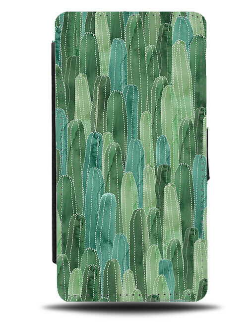 Green Cactus Oil Painting Flip Wallet Case Art Artwork Paint Flower E987