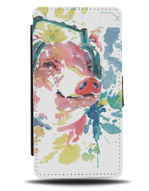 DJ Pig Oil Painting Print Flip Wallet Phone Case Paint Drawing Pigs Piggy E395