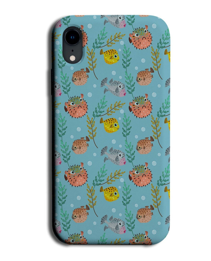 Cartoon Puffer Fish Phone Case Cover Puffers Pattern Blue Sea Puffing Blow BJ37
