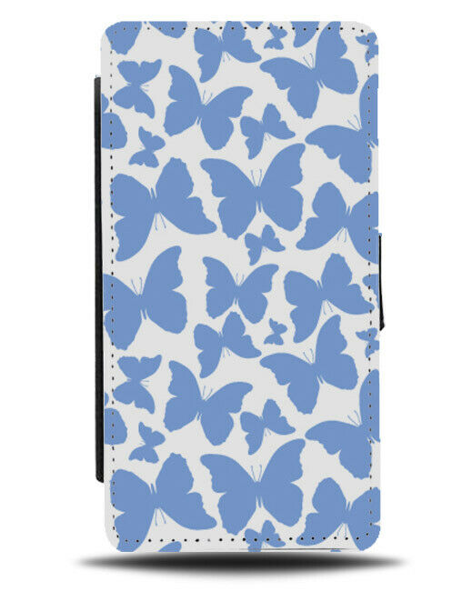 Blue Butterfly Silhouette Flying Flip Wallet Case Butterflies Wings Boys E929