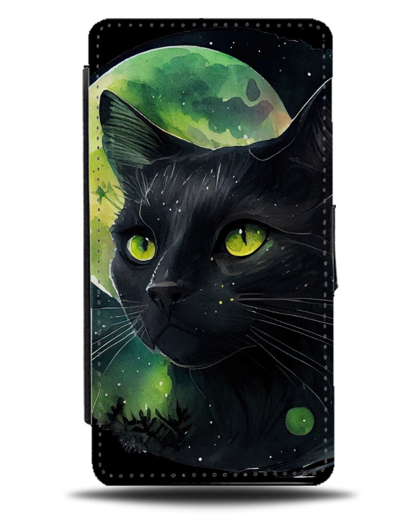Black Cat In Moonlight Flip Wallet Case Moons Full Moon Night Beautiful Pet AF84