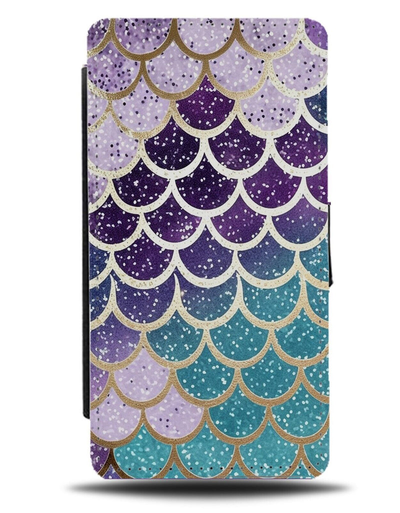Mermaid Scales Pattern Flip Wallet Case Design Look Shapes Purple Green CH36