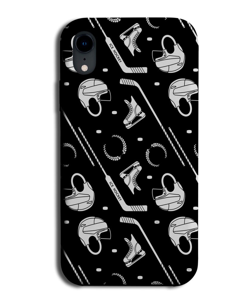 Black & White Ice Hockey Phone Case Cover Stick Helmet Gift Present Player DB42